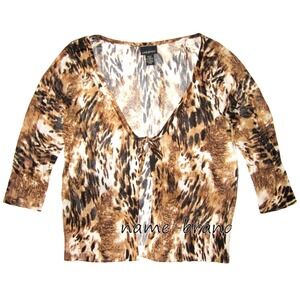 LANE BRYANT Animal Metallic Sweater PLUS 22 24 3X Cardigan Tie Front Lightweight